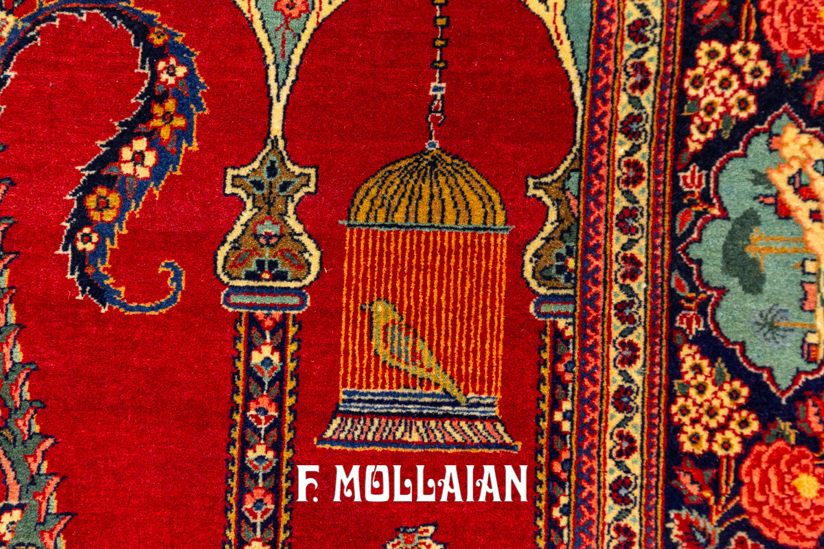 Kashan Dabir Carpet Red Prayer Field  n°:802543